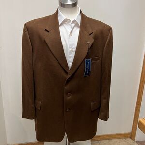 NWT Andrew Fezza New York Men's Blazer Jacket 48R Brown 100% Cashmere Sport Coat